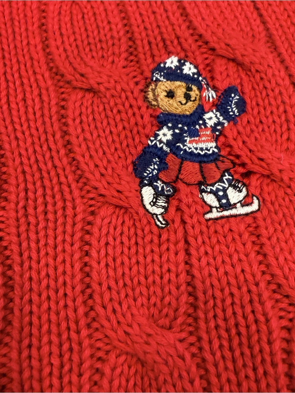 Ralph Lauren Women’s Polo Bear Cable Knit Sweater Red Sz S NWOT - Picture 10 of 15